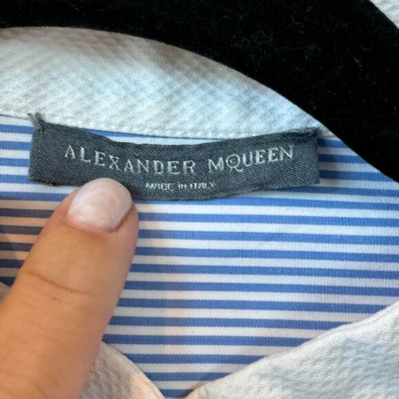 ALEXANDER MCQUEEN Blue & White Striped Shirt Dress | SZ: M - Picture 6 of 9